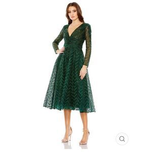 NEW Mac Duggal 20399 women’s embellished long sleeve wrap over dress size 16